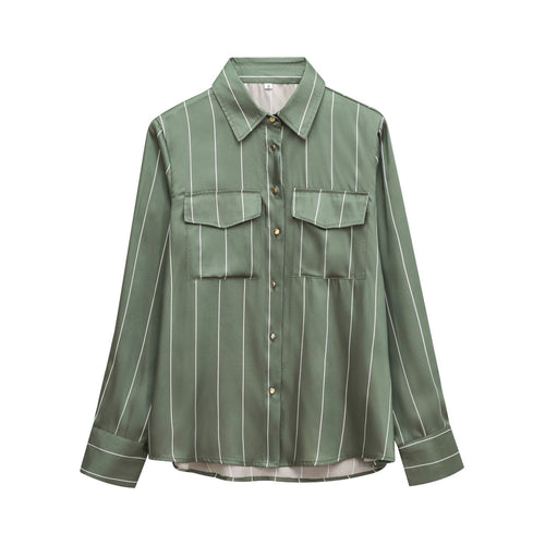 Washed striped short sleeved shirt